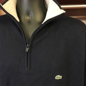 Lacoste Black Half Zip Sz XL Cotton Sweater